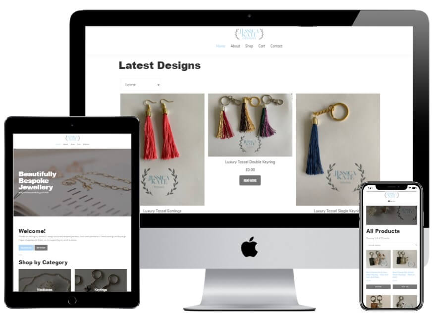 Screenshots of Jessica Kate Designs Website